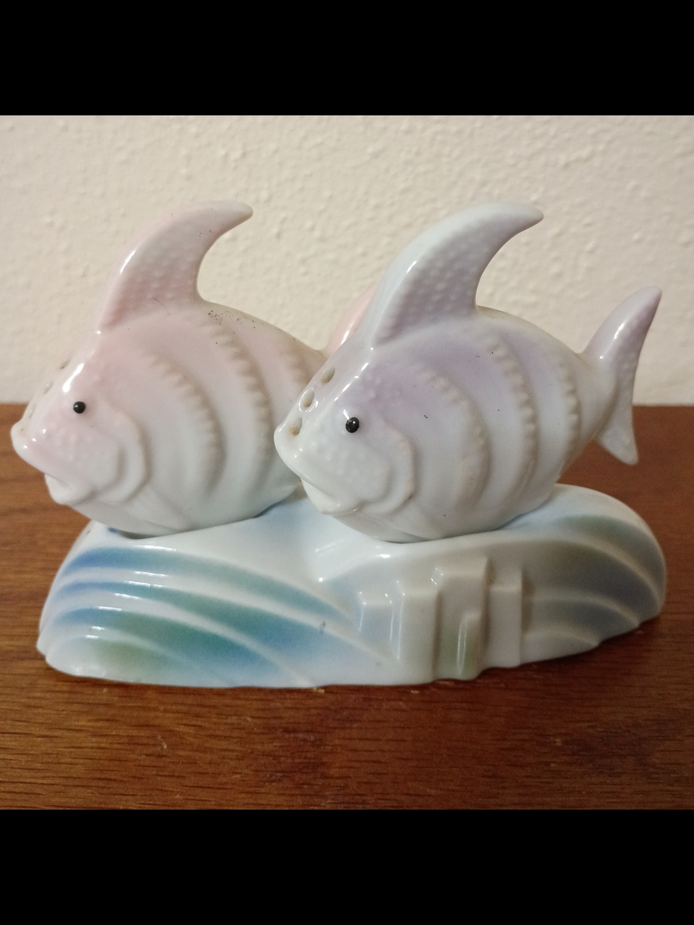 Adorable Vintage Tropical Fish on a Wave Salt and Pepper Shakers